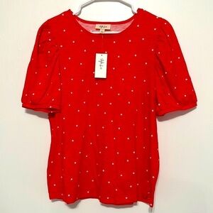 Style & co red star blouse​​​​​​